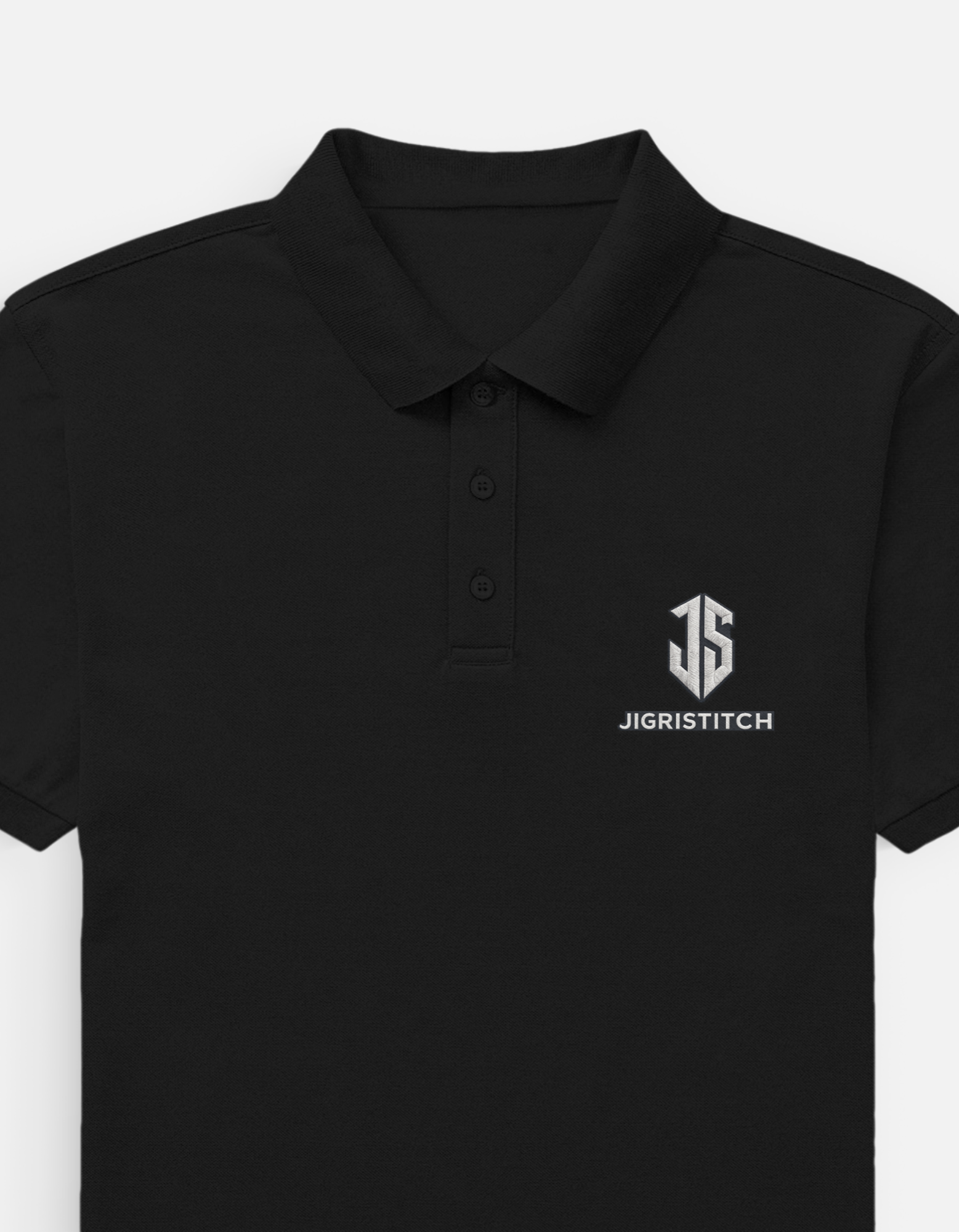 Black Custom Polo T-Shirt Men | Logo Embroidery & Personalized DTF Printing