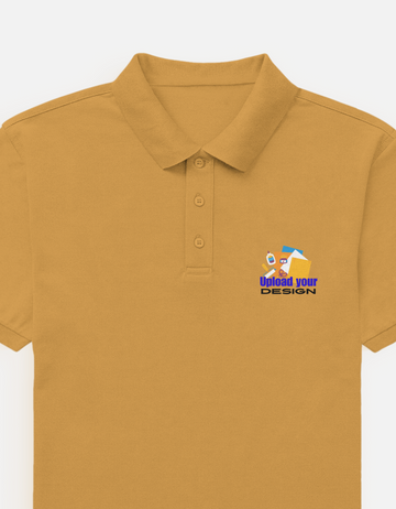 Mustard Yellow Custom Polo T-Shirt for Men | Personalized Logo & DTF Printing